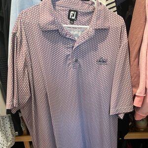 FootJoy Men's Polo Shirt - Red and White Pattern